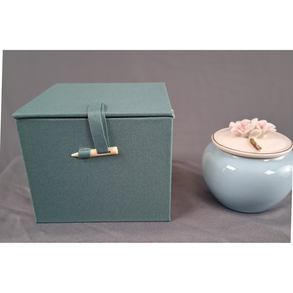 Ceramic Tea Caddy Handmade Pinch Flower Blue Ceramic Tea Sealing Jar Canister - Picture 6 of 13
